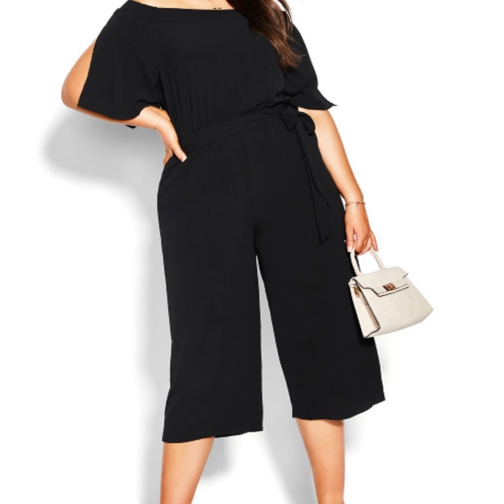 New City Chic Black Polka Dot Jumpsuit Is Potty Sz S/16 Black NWT. - Picture 2 of 8